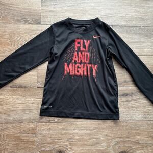 Nike Boys Size 7 Black Long Sleeve Shirt - EUC “Fly and Mighty”